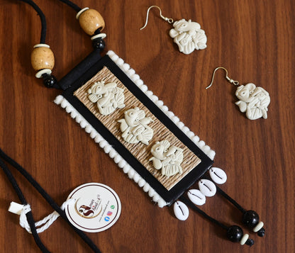 Ganapati Poly Ceramic Necklace & Earring set