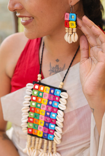 Chakrika Mirror work Necklace & Earrings set