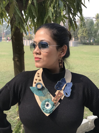 Alina Denim Necklace & Earrings set