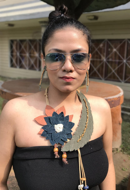 Alexa Denim Necklace & Earrings set