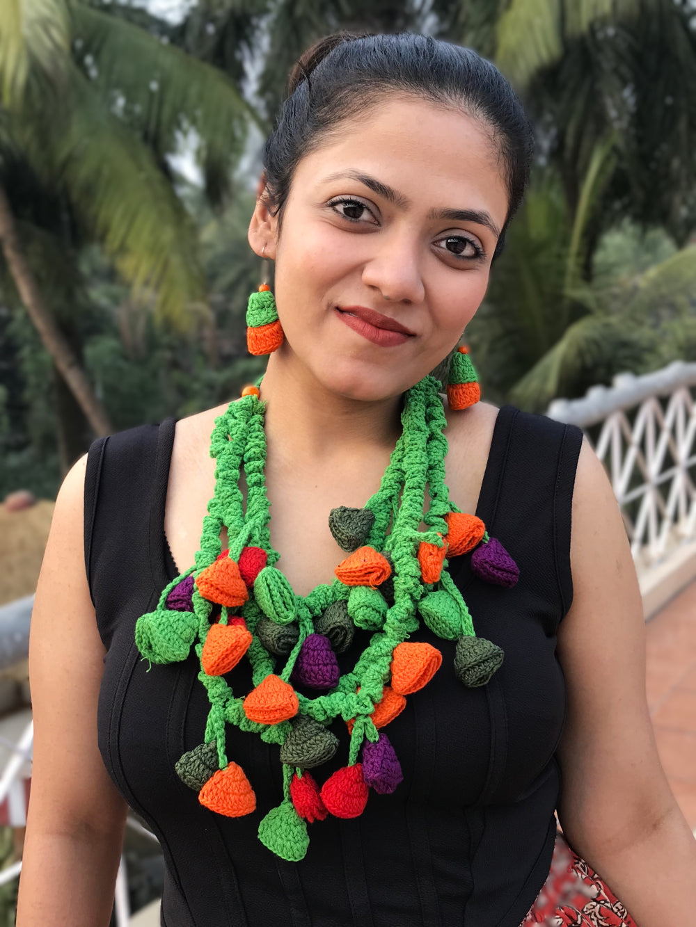 Medha Crochet Necklace & Earrings  set