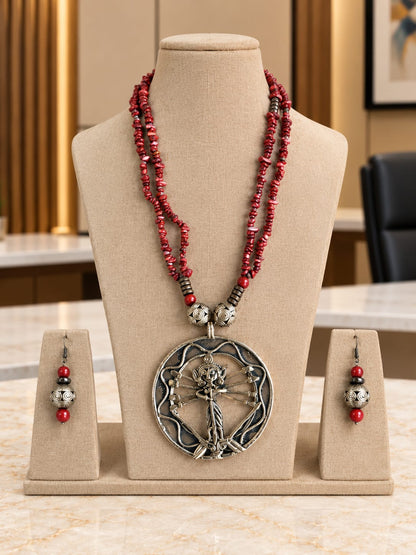 Gauri Durga Dokra Necklace & Earrings Set