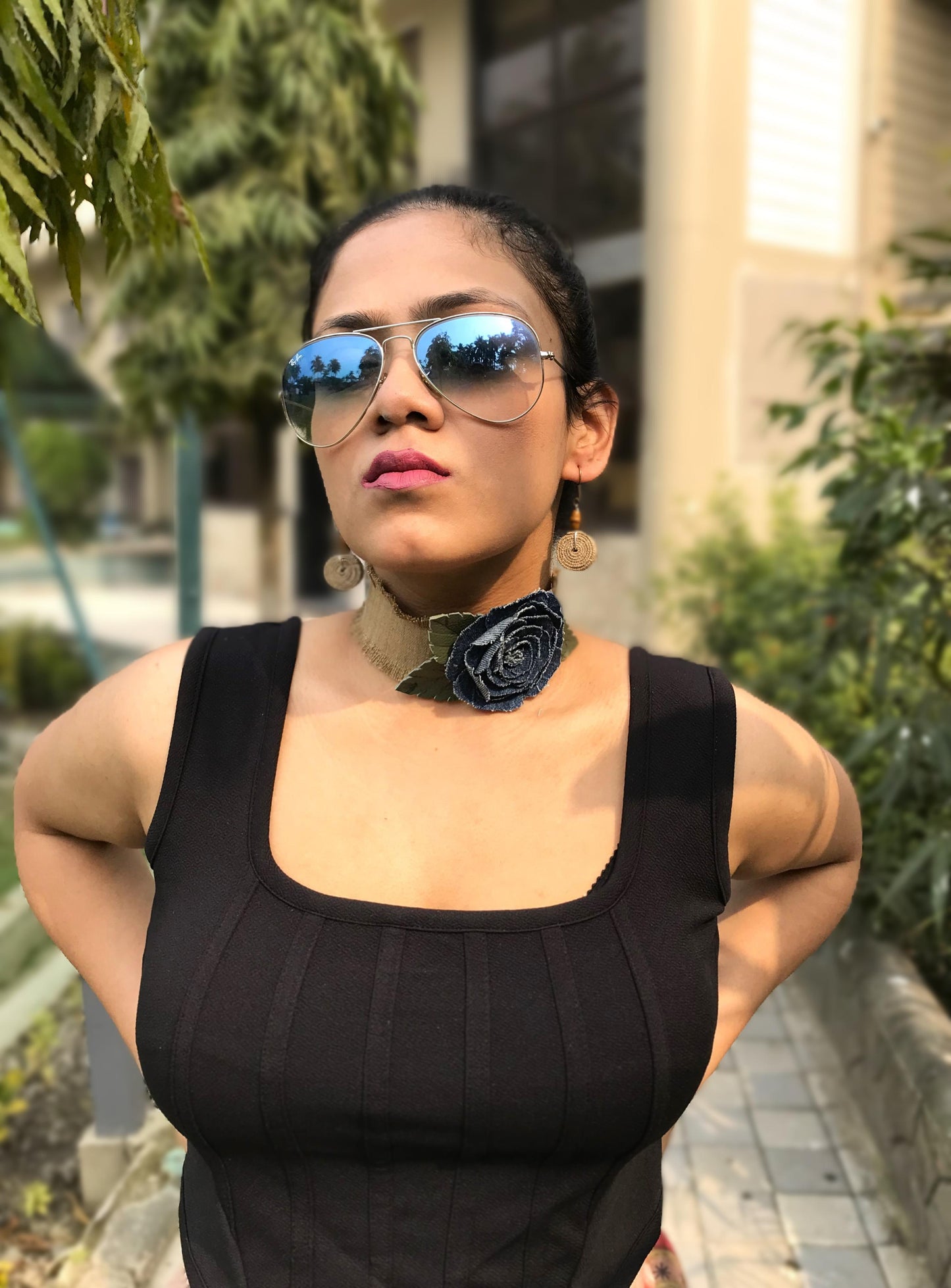 Liana Denim Necklace & Earrings set