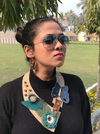 Alina Denim Necklace & Earrings set