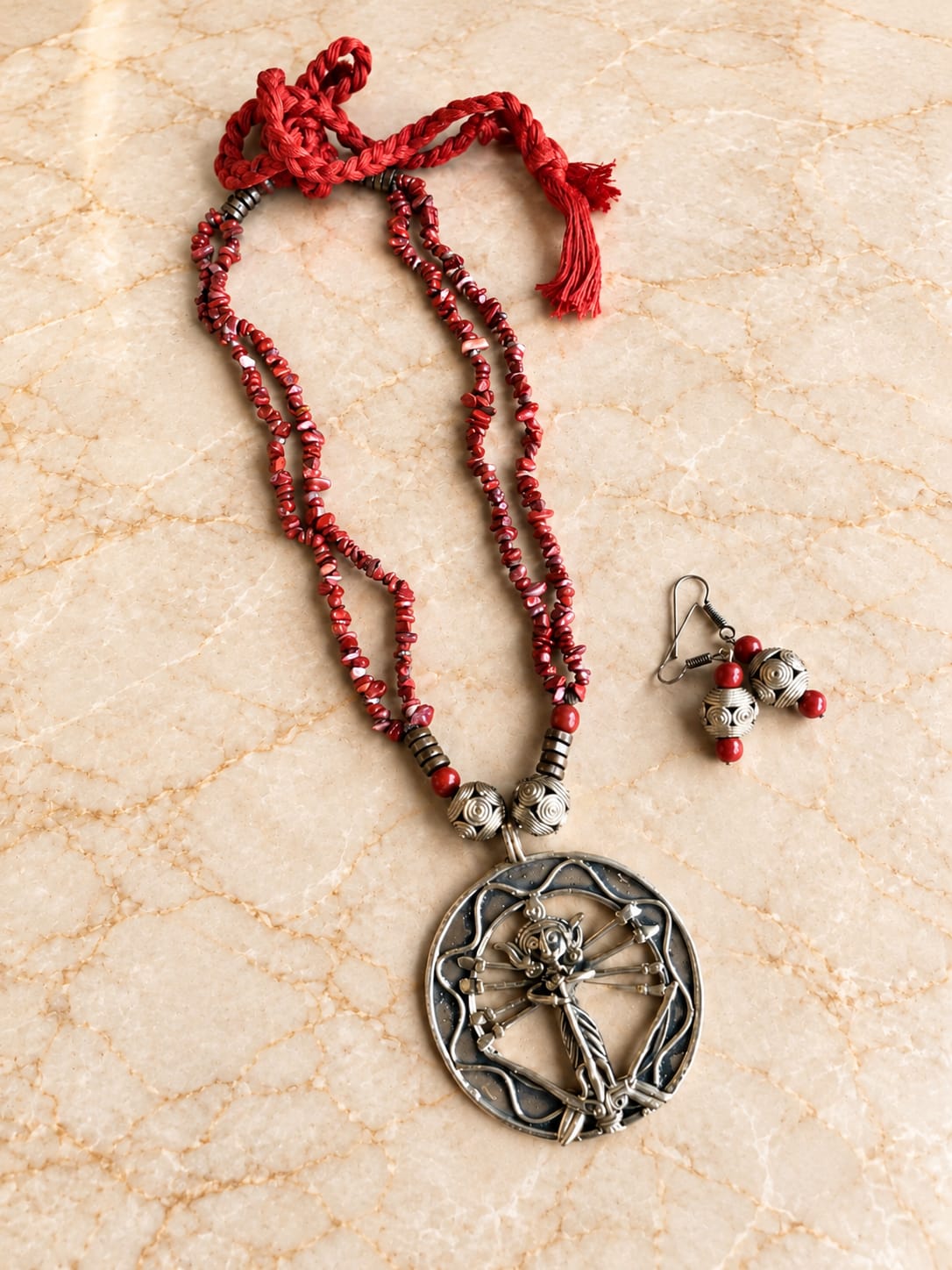 Gauri Durga Dokra Necklace & Earrings Set