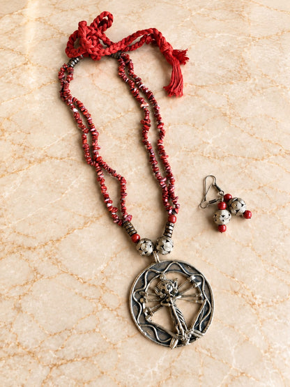 Gauri Durga Dokra Necklace & Earrings Set
