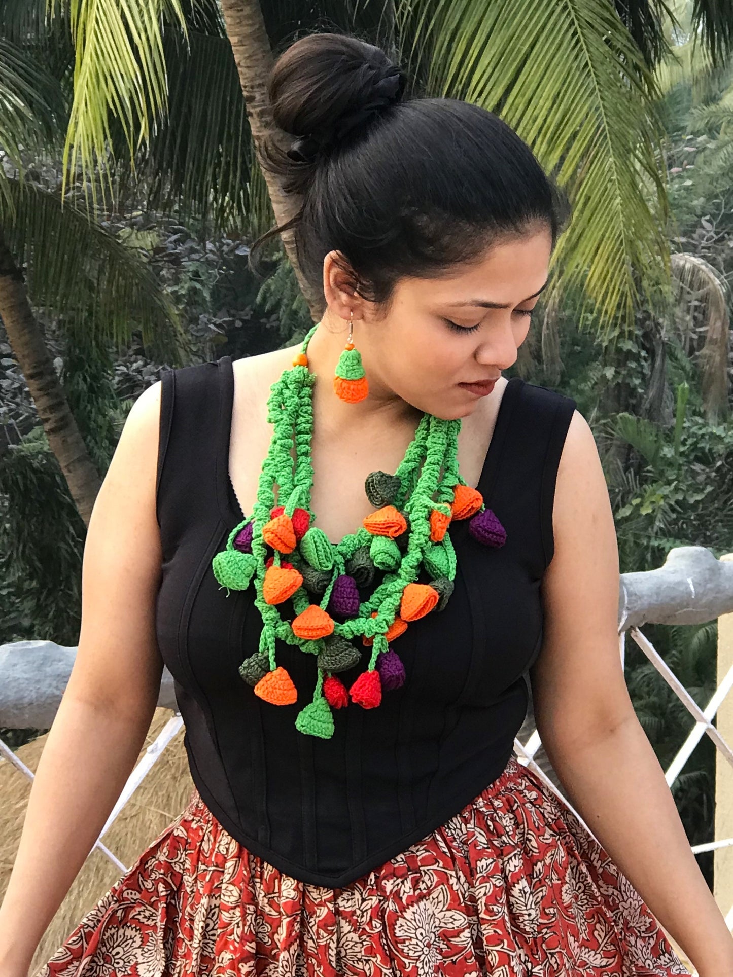 Medha Crochet Necklace & Earrings  set