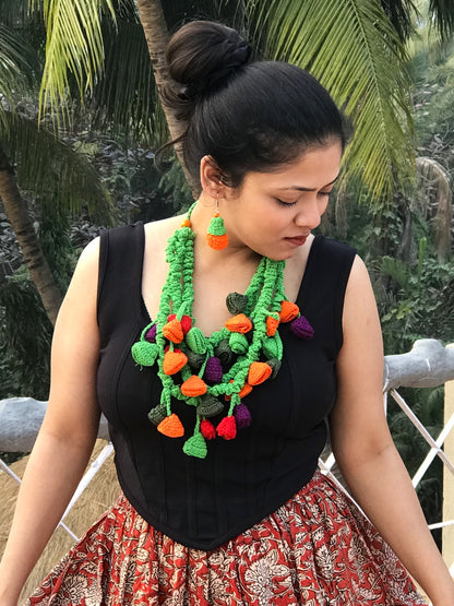 Medha Crochet Necklace & Earrings  set