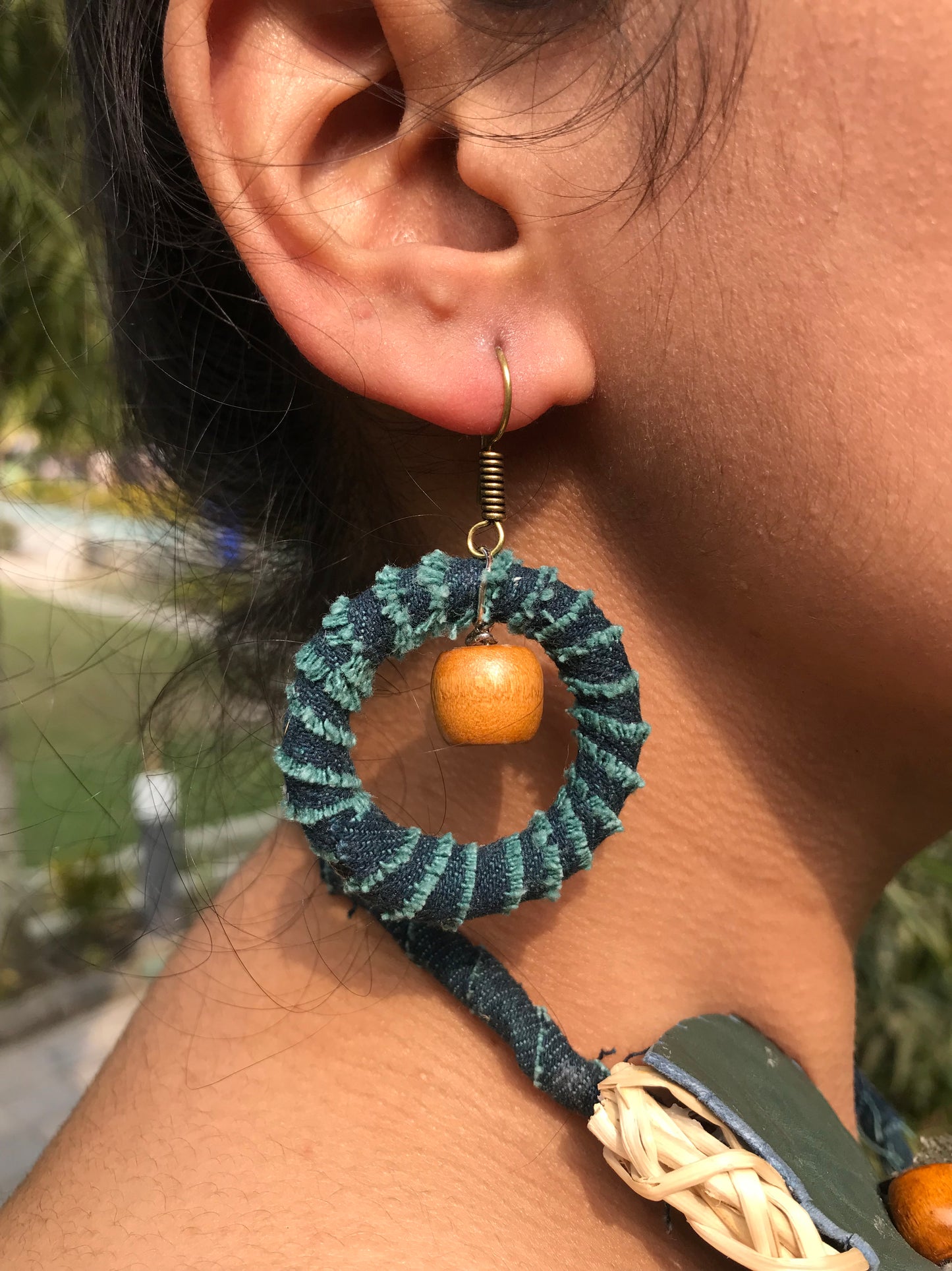 Jane Denim Necklace & Earrings set