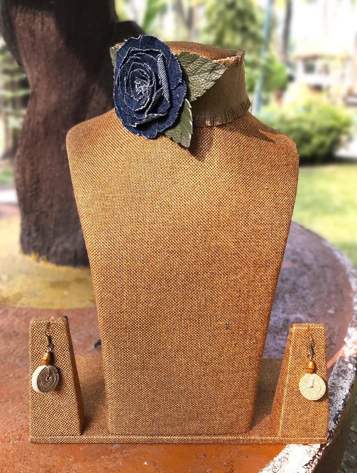 Liana Denim Necklace & Earrings set