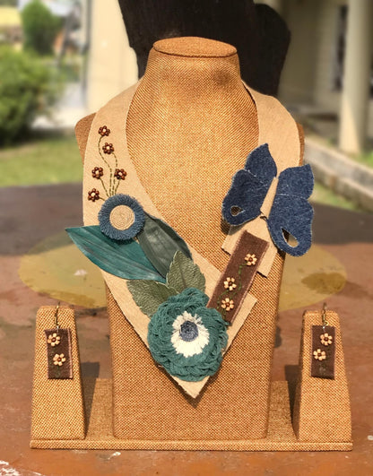 Alina Denim Necklace & Earrings set