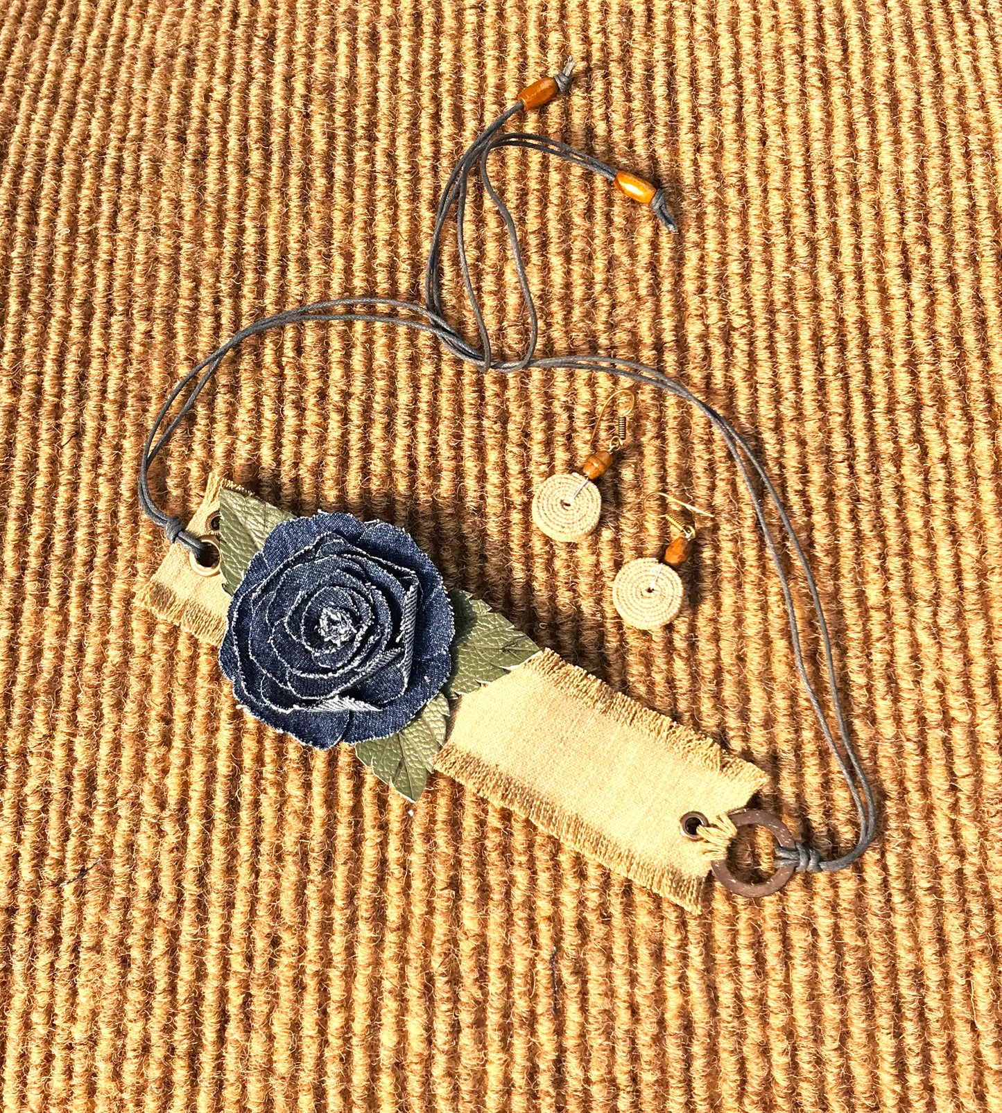 Liana Denim Necklace & Earrings set