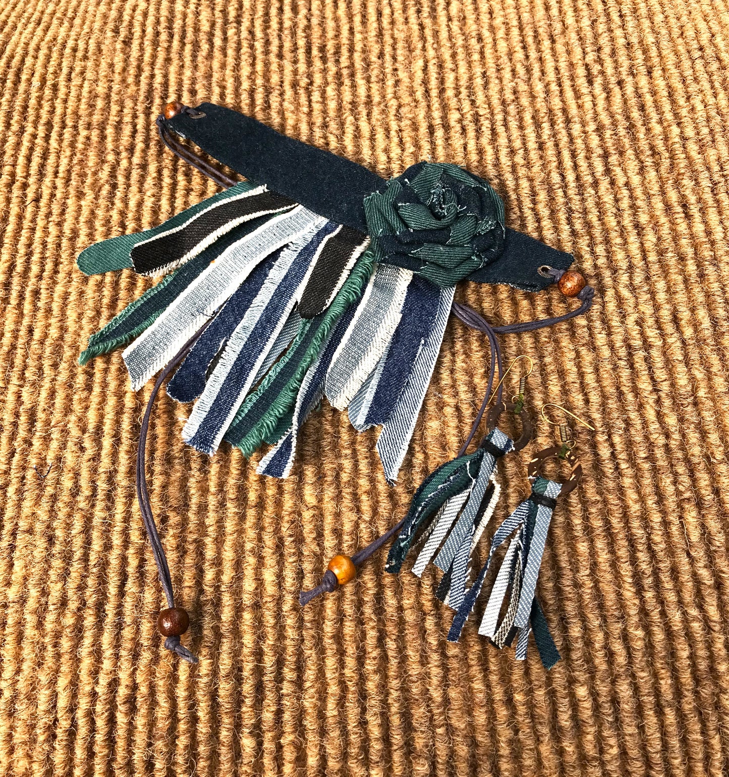 Diana Denim Necklace & Earrings set