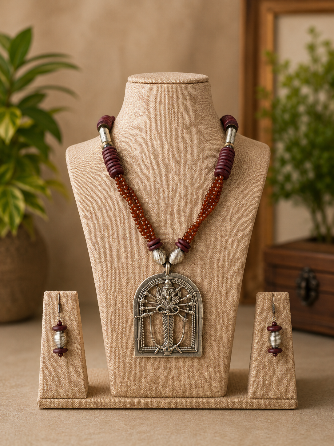 Bodhana Durga Dokra Necklace