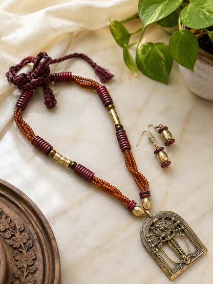 Bodhana Durga Dokra Necklace