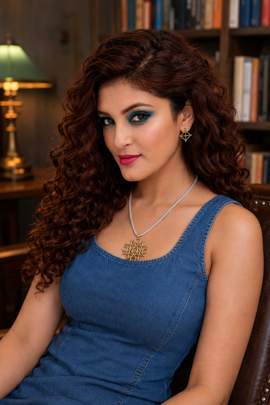 Reeva Copper & Brass Pendant & Earring set