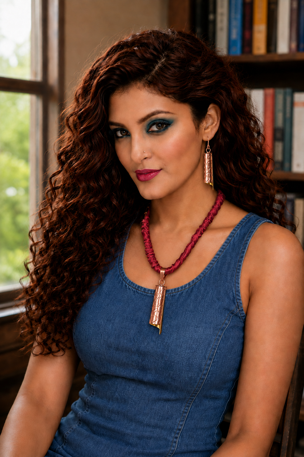 Kimaya Copper Pendant & Earring set