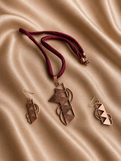 Veronika Copper Pendant & Earring set