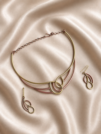 Amelia Copper & Brass Necklace & Earring set