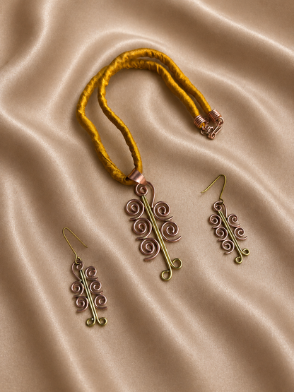 Leisha Copper Pendant & Earring set