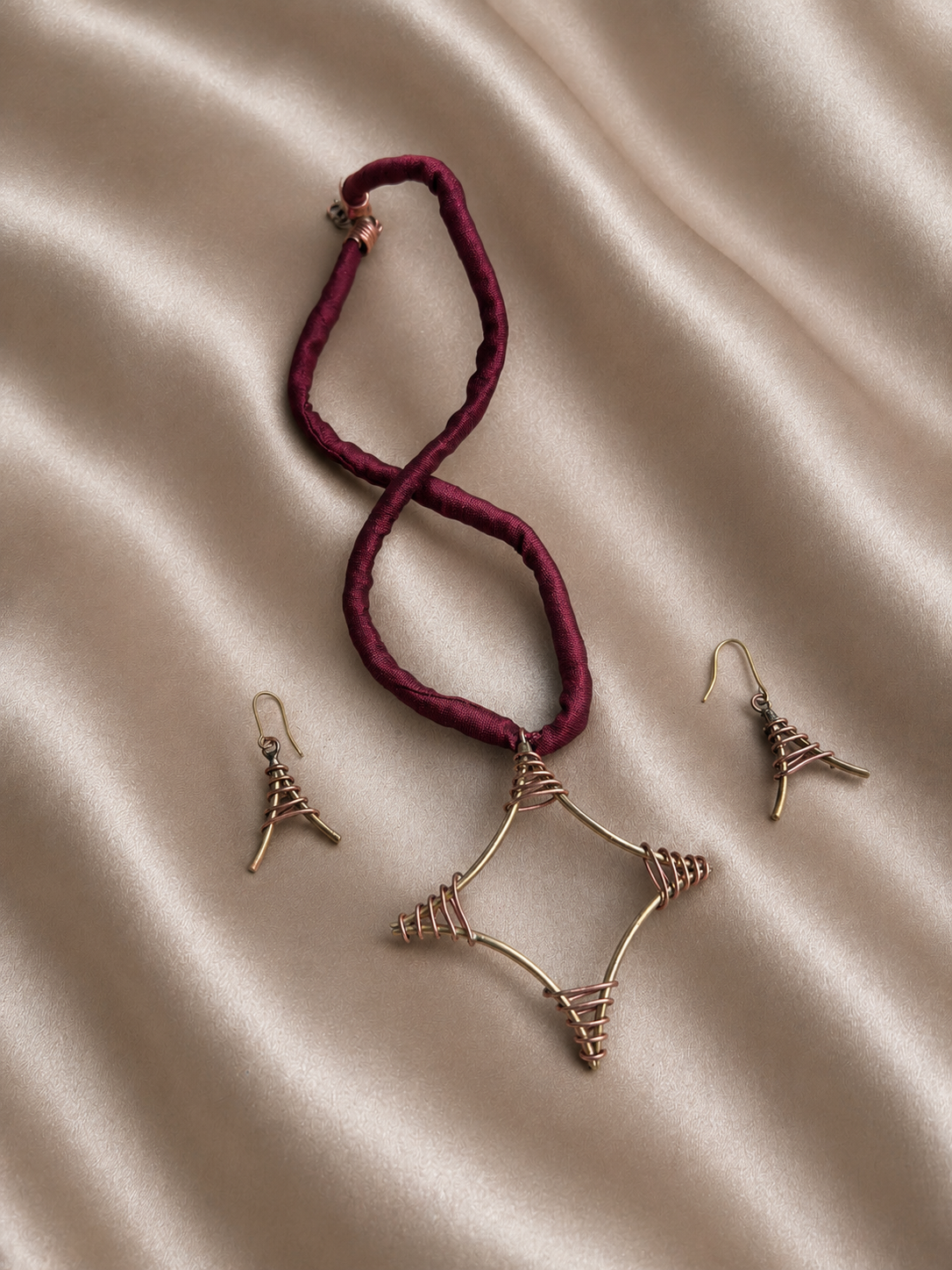 Nila Copper Pendant & Earring set