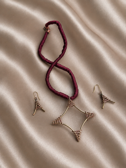 Nila Copper Pendant & Earring set