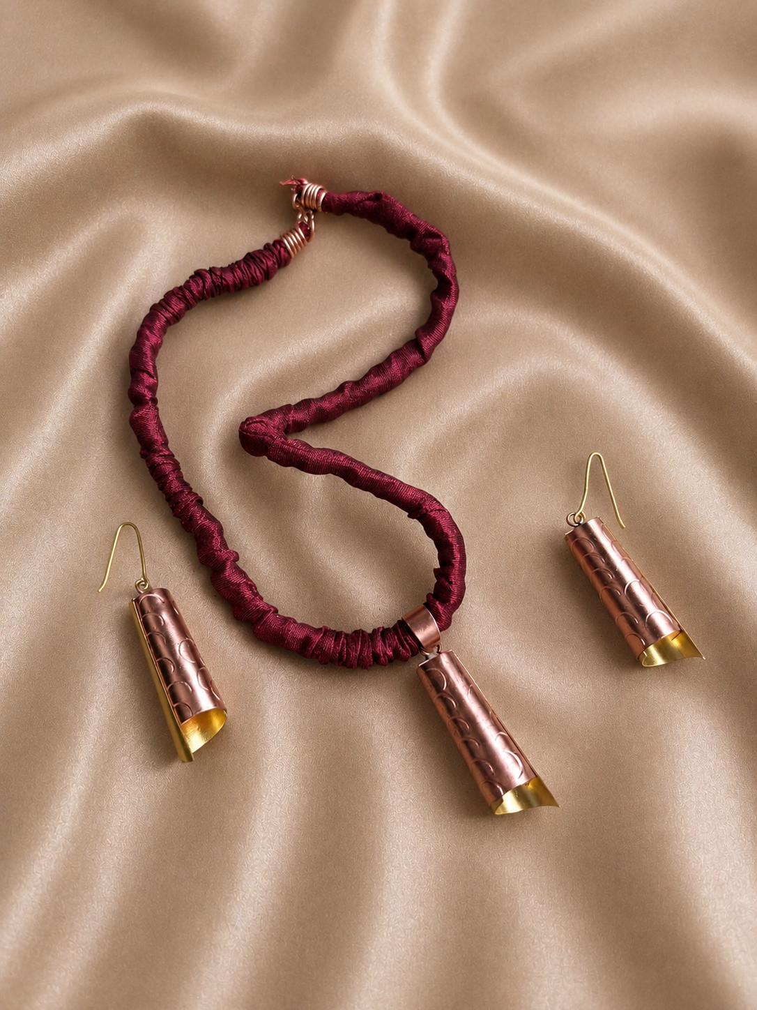 Kimaya Copper Pendant & Earring set
