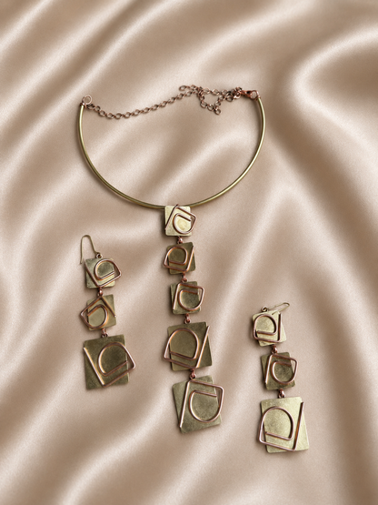 Siaraa Copper & Brass Necklace & Earring set