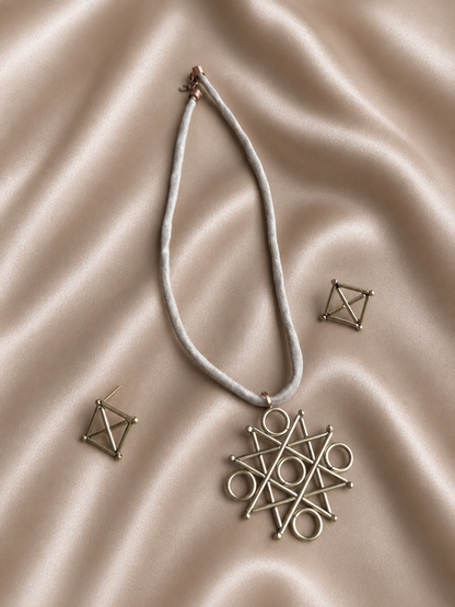 Reeva Copper & Brass Pendant & Earring set