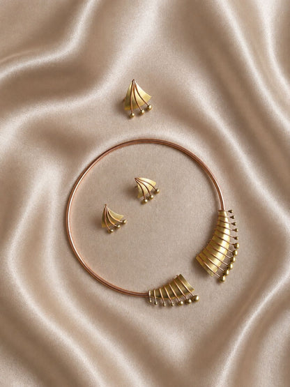 Radhya Copper & Brass Necklace & Earring set