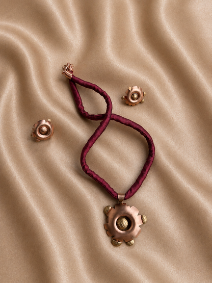 Jisha Copper Pendant & Earring set