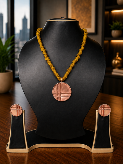 Aveline Copper Pendant & Earring set