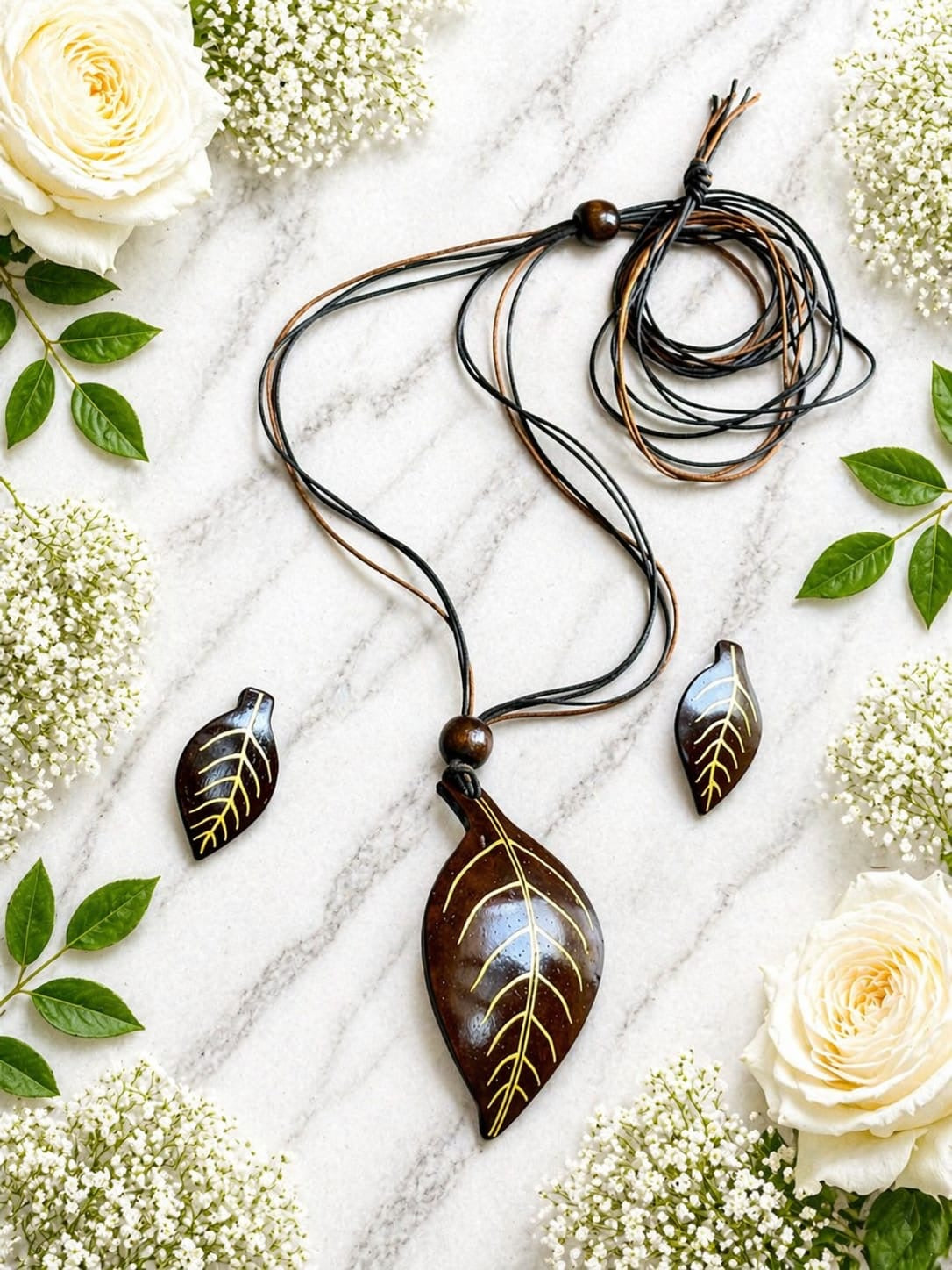 Tavishi Coco Shell Necklace & Earring set