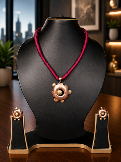 Jisha Copper Pendant & Earring set