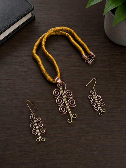Leisha Copper Pendant & Earring set