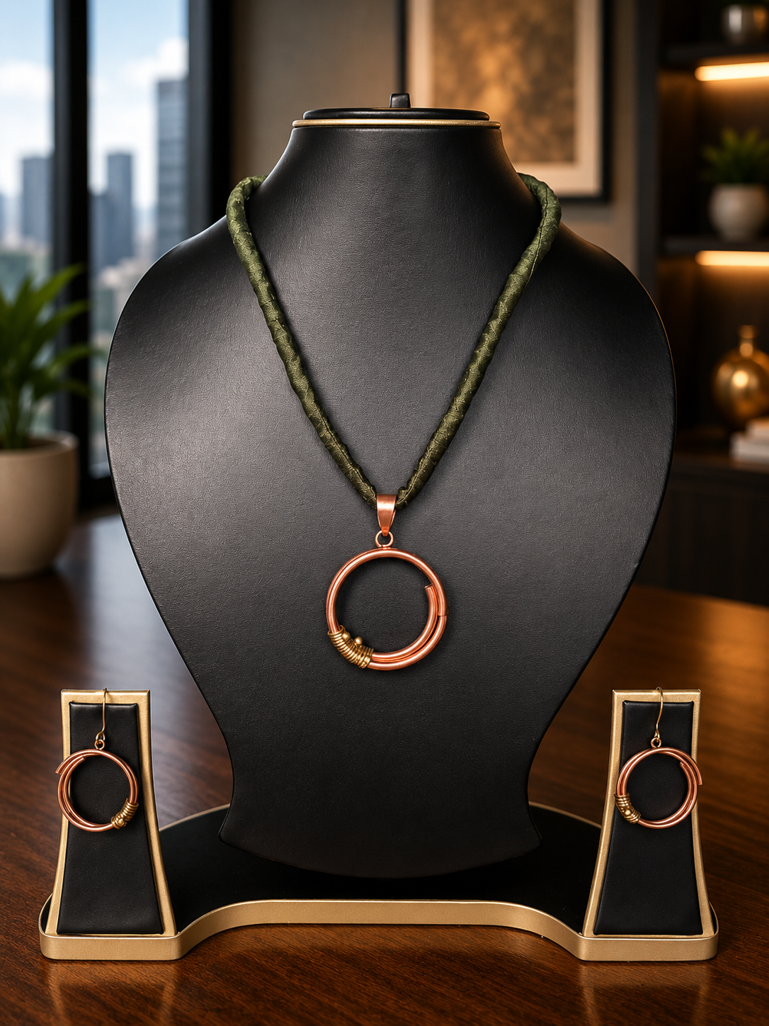 Tamia Copper Pendant & Earring set