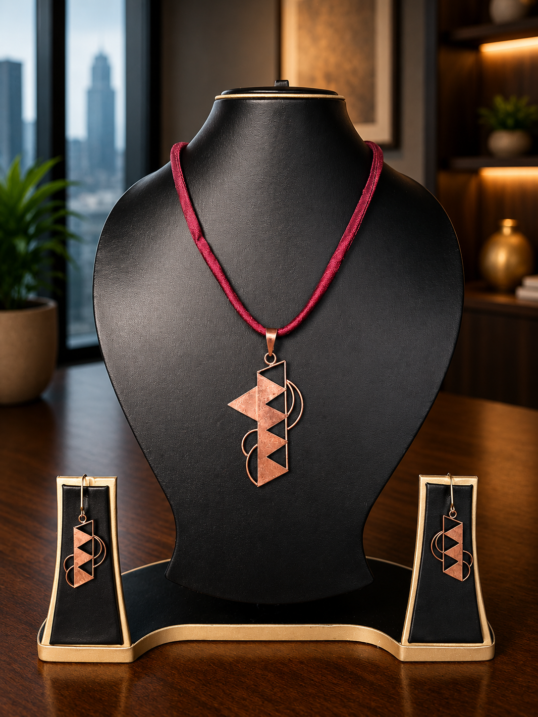Veronika Copper Pendant & Earring set