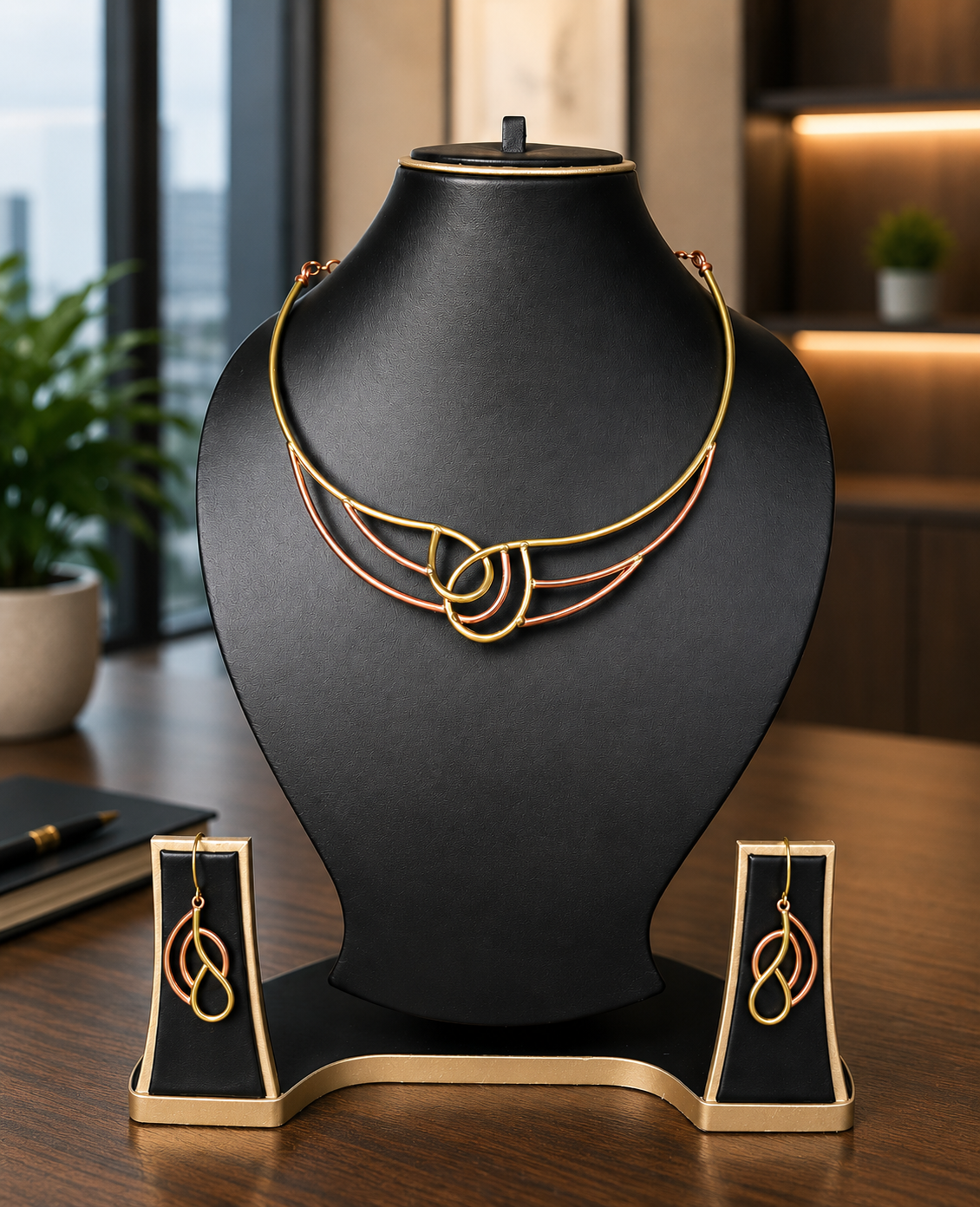 Amelia Copper & Brass Necklace & Earring set