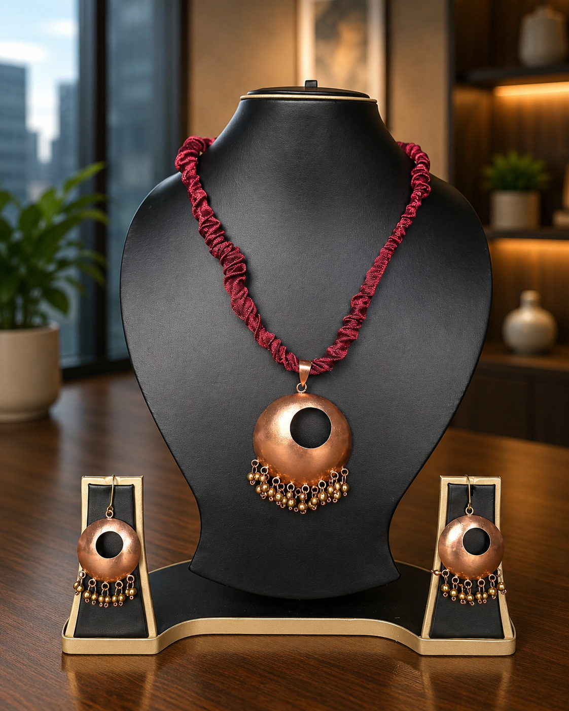 Siya Copper Pendant & Earring set