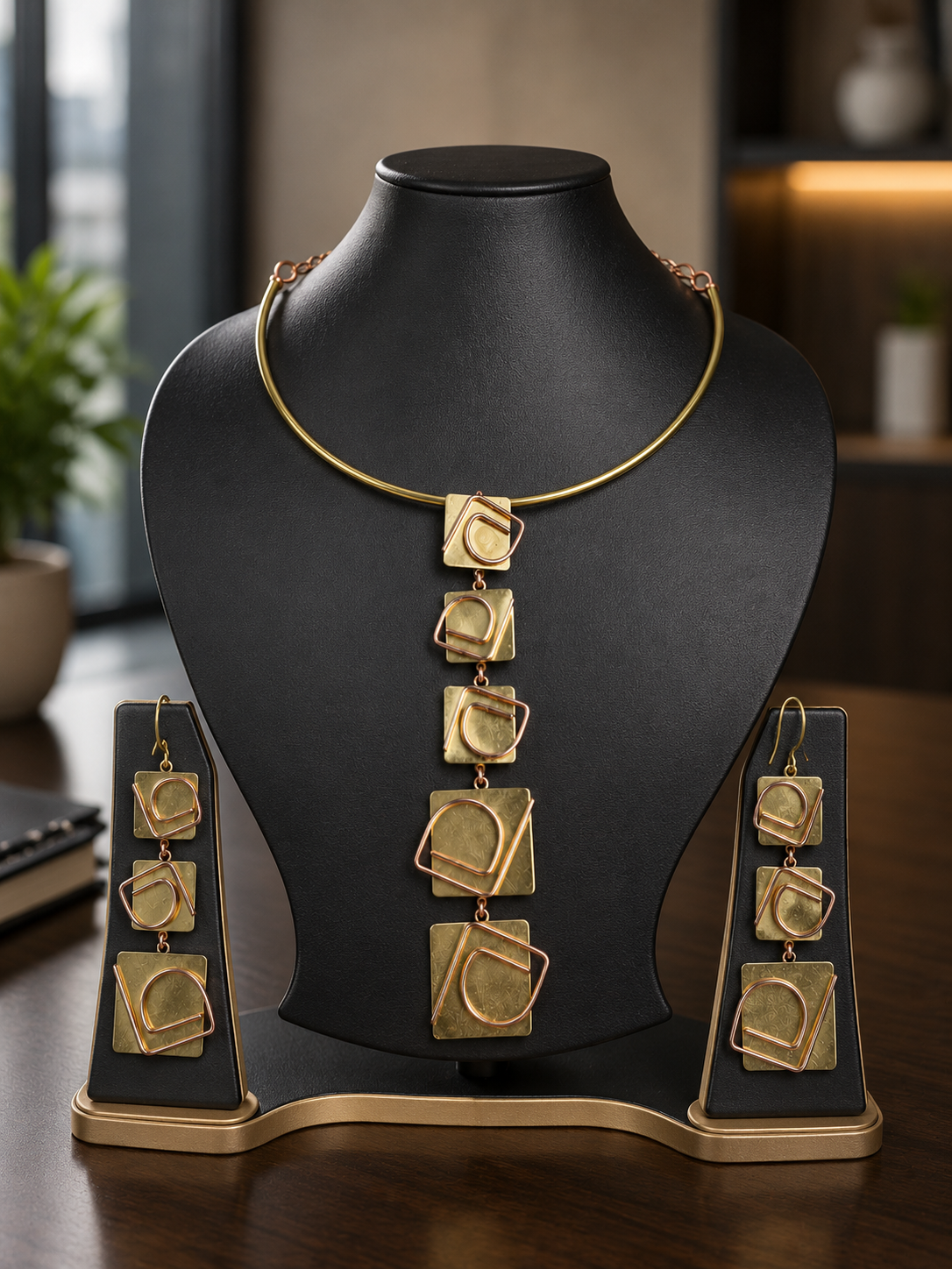 Siaraa Copper & Brass Necklace & Earring set