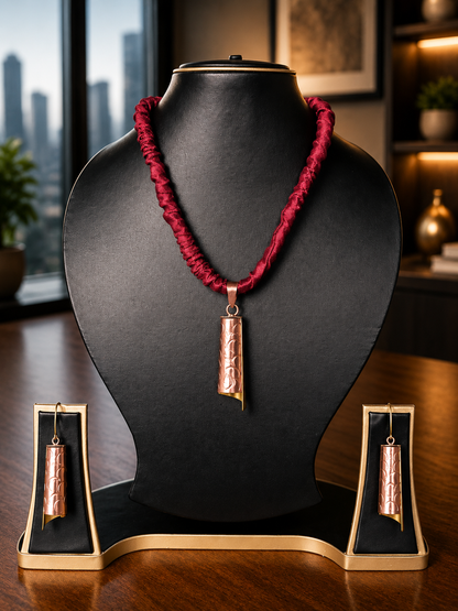 Kimaya Copper Pendant & Earring set