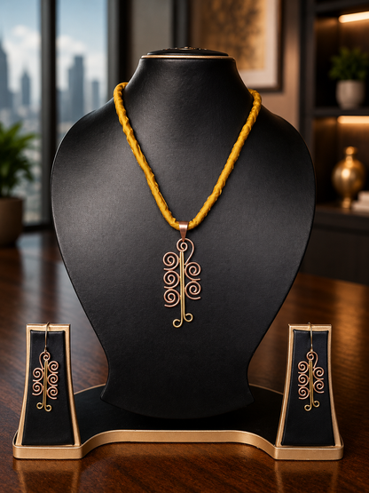 Leisha Copper Pendant & Earring set