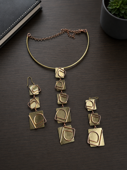 Siaraa Copper & Brass Necklace & Earring set