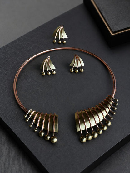 Radhya Copper & Brass Necklace & Earring set