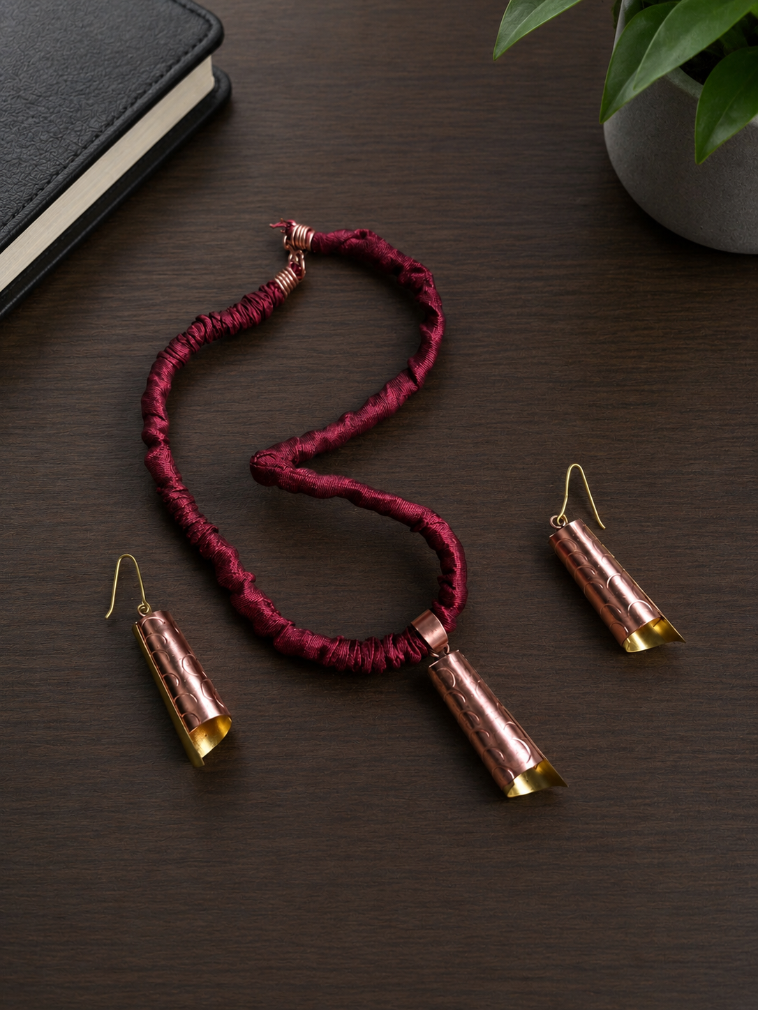 Kimaya Copper Pendant & Earring set