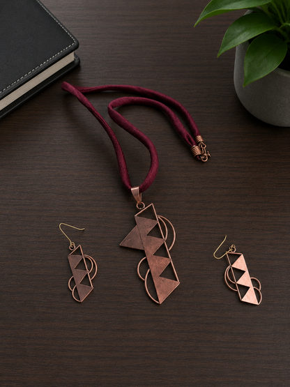 Veronika Copper Pendant & Earring set