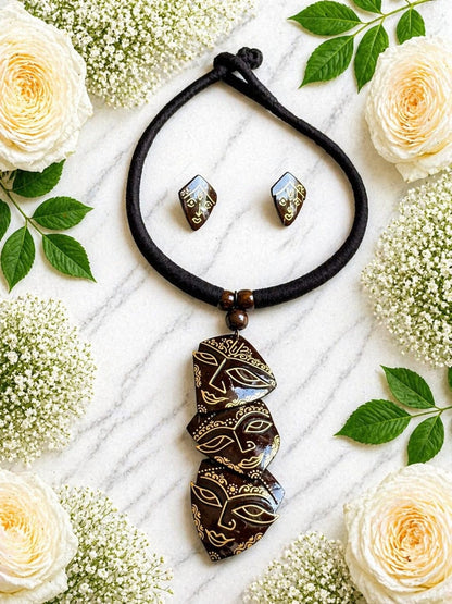 Shree Durga Coco Shell Necklace & Earring set