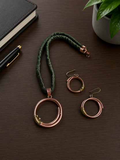 Tamia Copper Pendant & Earring set