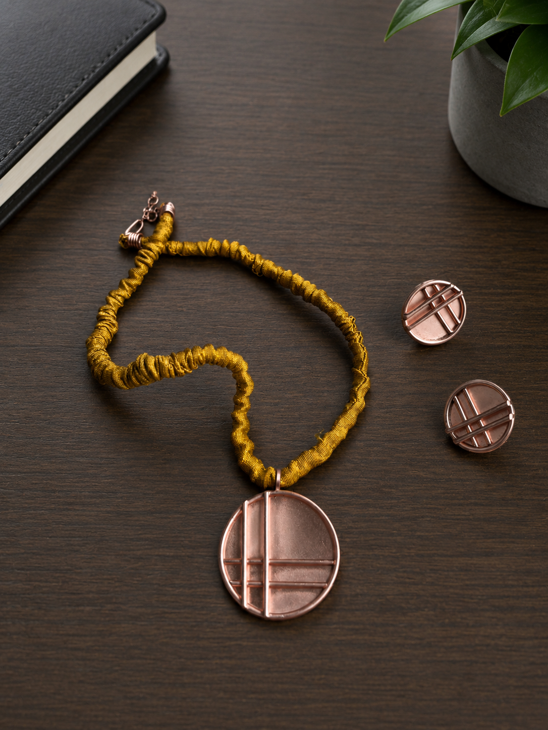 Aveline Copper Pendant & Earring set
