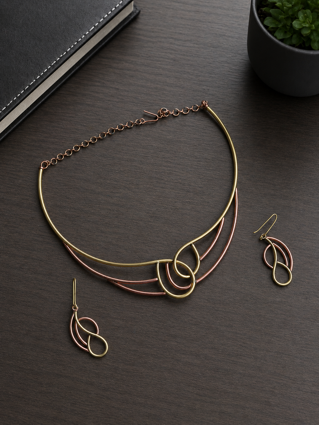 Amelia Copper & Brass Necklace & Earring set